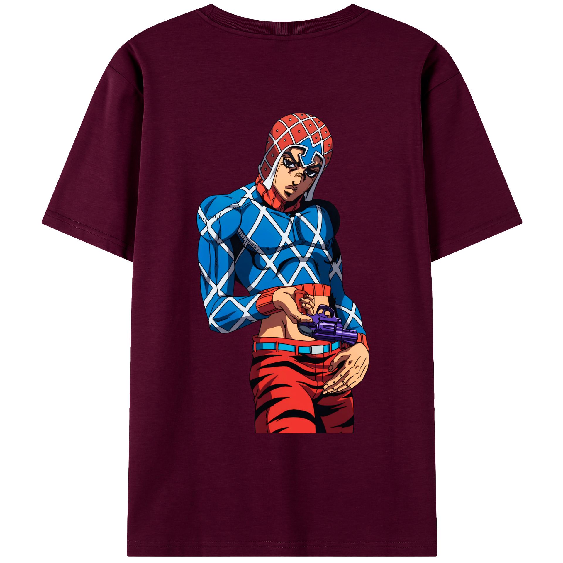 （画像用） ジョジョの奇妙な冒険 グイード?ミスタ JoJo's Bizarre Adventure Guido Mista レディース半袖Tシャツ(バックプリント)